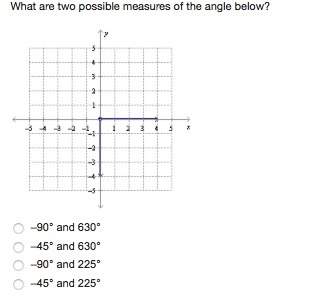What are two possible measures of the angle below? -90° and 630° –45° and 630° –90° and 225° –45° a
