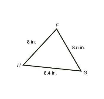 Which angle measure in the triangle shown is the largest? &nbsp; &nbsp; not possible∠g∠f∠h
