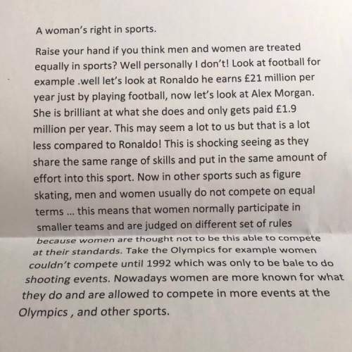 So i have to do a speach in school and i have decided to do it in women’s rights in sports would any