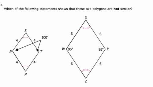 Which of the following statements shows that these two polygons are not similar? corresponding a