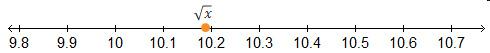 What whole number best approximates the value of x? 100 102 103 104