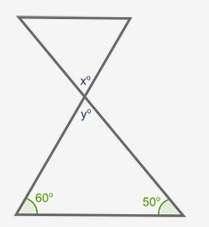 Find the measure of angle x in the figure below: 60° 50° 110° 70°