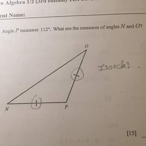Angle p measures 112 degrees, what are the measures of angle n and o?