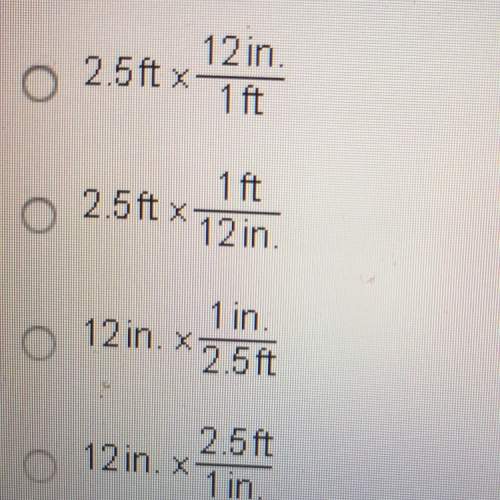 There are 12 inches in one foot which expression can be used to find the number of inches in 2.5 fee