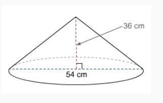 What is the exact surface area of this right cone a.1944 pi cm sq b.5346 pi cm sq c.1701 pi cm sq d.