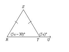Multiple find the value of x. the diagram is not to scale. question 6 options: x = 15 none of thes