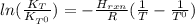 ln(\frac{K_T}{K_{T^0}})=-\frac{H_{rxn}}{R} (\frac{1}{T} -\frac{1}{T^0} )