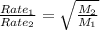 \frac{Rate_{1}}{Rate_{2}} =\sqrt{\frac{M_{2}}{M_{1}} }