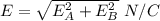 E=\sqrt{E_A^2+E_B^2}\ N/C