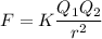 F=K\dfrac{Q_1Q_2}{r^2}