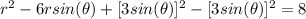 r^2-6rsin(\theta)+[3sin(\theta)]^2-[3sin(\theta)]^2=8