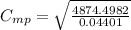 C_{mp}=\sqrt{\frac{4874.4982}{0.04401}}