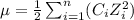 \mu=\frac{1}{2}\sum_{i=1}^n(C_iZ_i^2)