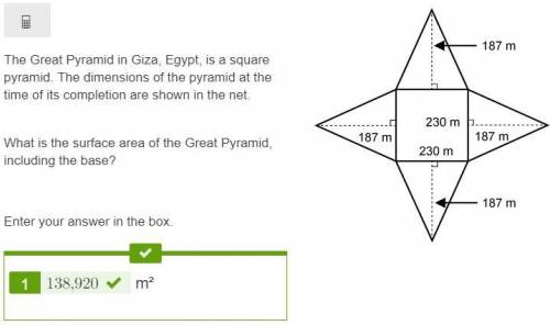 The great pyramid in giza, egypt, is a square pyramid. the dimensions of the pyramid at the time of