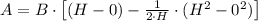 A = B\cdot \left[(H-0)-\frac{1}{2\cdot H}\cdot (H^{2}-0^{2}) \right]