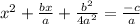 x^2+\frac{bx}{a}+\frac{b^2}{4a^2}=\frac{-c}{a}