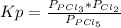 Kp=\frac{P_{PCl_{3}}*P_{Cl_{2}}}{P_{PCl_{5}}}