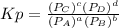 Kp= \frac{(P_{C})^{c}(P_{D})^{d}}{(P_{A})^{a}(P_{B})^{b}}