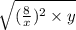 \sqrt{(\frac{8}{x})^2\times y}