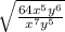 \sqrt{\frac{64x^5y^6}{x^7y^5}}