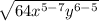 \sqrt{64x^{5-7}y^{6-5}}