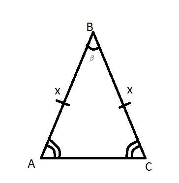 In δabc, if m ∠a = m∠c, m∠b = ß (where ß is an acute angle), and bc = x, which expression gives the