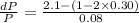 \frac{dP}{P} = \frac{2.1 -(1-2\times 0.30)}{0.08}