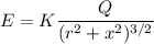 E=K\dfrac{Q}{(r^2+x^2)^{3/2}}