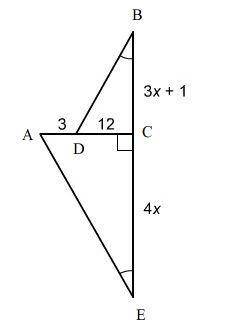 The two triangles are similar. what is the value of x?  enter your answer in the box.