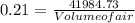 0.21 = \frac{41984.73}{Volume of air }