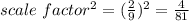 scale\ factor^{2}=( \frac{2}{9})^{2} =\frac{4}{81}