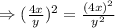 \Rightarrow (\frac{4x}{y} )^2=\frac{(4x)^2}{y^2}