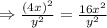 \Rightarrow \frac{(4x)^2}{y^2}=\frac{16x^2}{y^2}