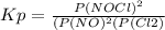 Kp=\frac{P(NOCl)^2}{(P(NO)^2(P(Cl2)}