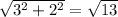 \sqrt{3^2+2^2} =\sqrt{13}