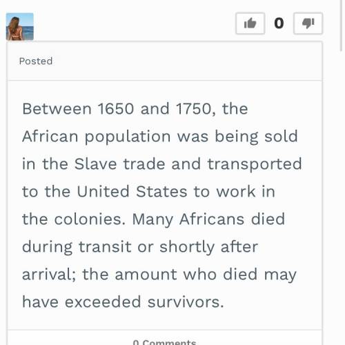 What happened to african population in new england an the the middle lcolonies between 1650 and 1750