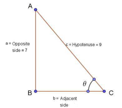 In a right triangle with acute angle of measure theta, sintheta=7 /9. what is the value of costhetat