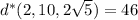 d^*(2,10,2\sqrt5)=46