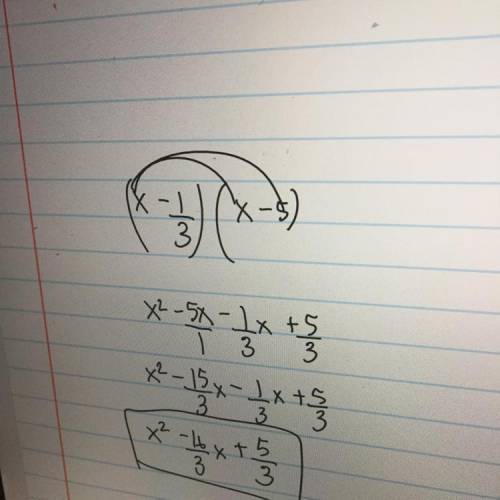 How do we find the quadratic equation in standard form with the given roots of -1/3, 5?