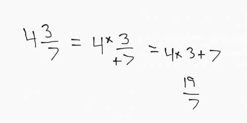 What is 4 3/7 written as an improper fraction?