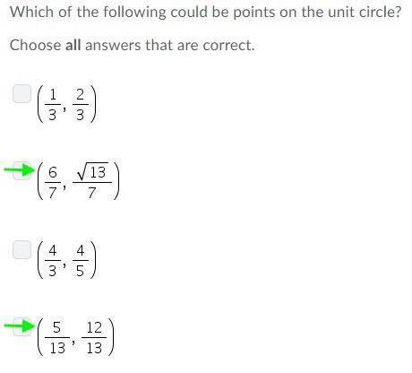 Which of the following could be points on the unit circle?