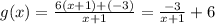g(x)=\frac{6(x+1)+(-3)}{x+1}=\frac{-3}{x+1}+6