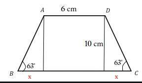The shorter base of isosceles trapezoid is 6 cm. the altitude is 10 cm. the acute angle of the trape