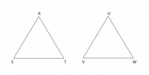 Triangle rst is dilated to create triangle uvw on a coordinate grid. you are given that angle t is c