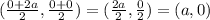 (\frac{0+2a}{2}, \frac{0+0}{2})=(\frac{2a}{2} ,\frac{0}{2} )= (a,0)