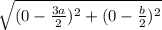 \sqrt{(0-\frac{3a}{2})^2+(0-\frac{b}{2})^2 }