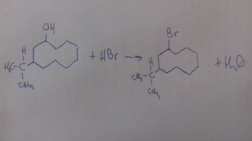 What is the product of the reaction of 3-isopropylcyclodecanol with hydrobromic acid?  a. 1-bromo-3-