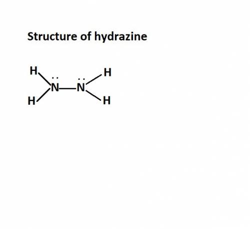 Given the formula for hydrazine:  how many pairs of electrons are shared between the two nitrogen at
