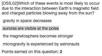 Which of these events is most likely to occur due to the interaction between earth's magnetic field