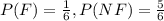P(F)=\frac{1}{6},P(NF)=\frac{5}{6}
